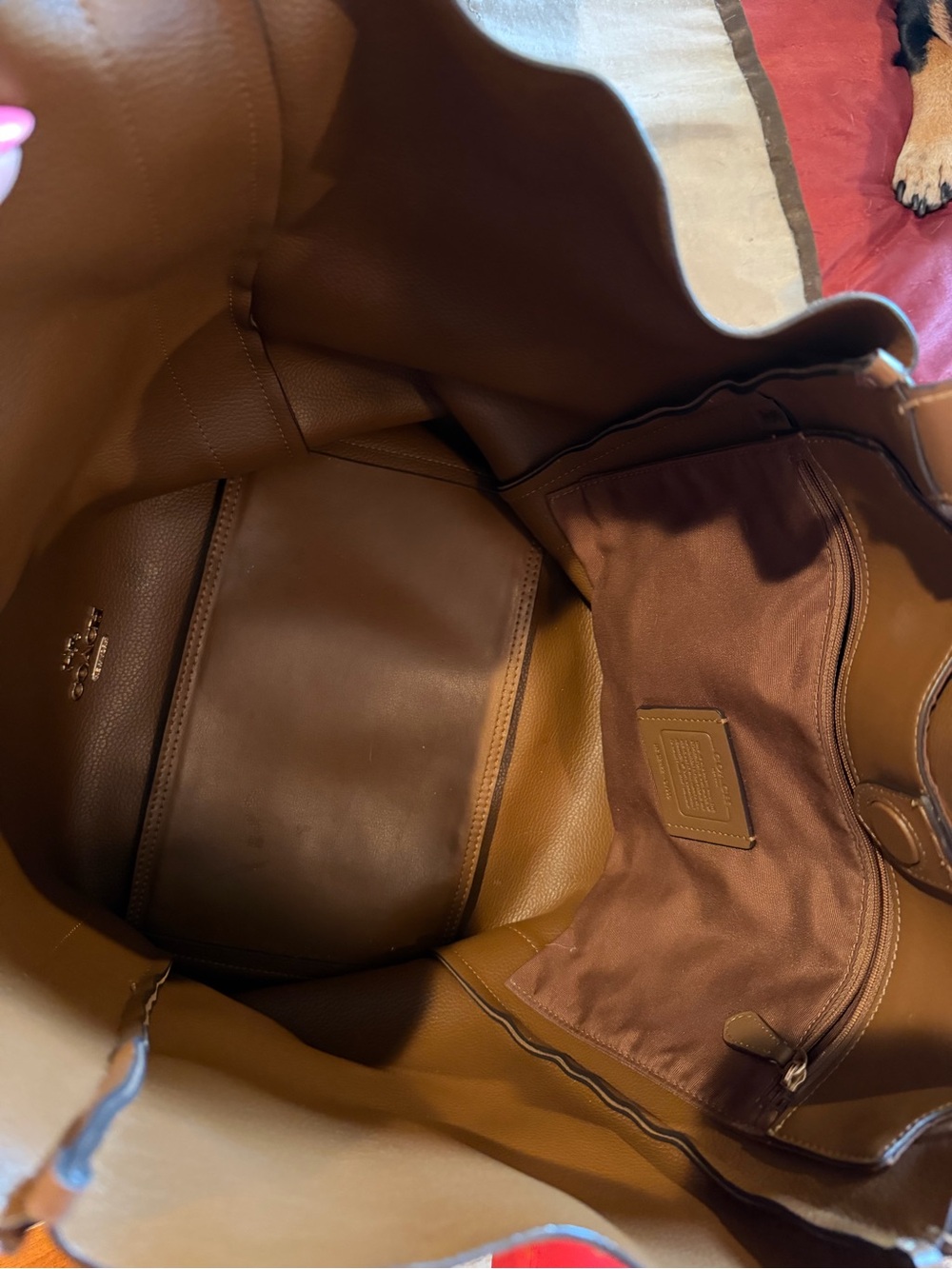 Coach Suede/Leather Hadley Tote in Chestnut Brown with Gold Logo - GUC - Picture 8 of 13